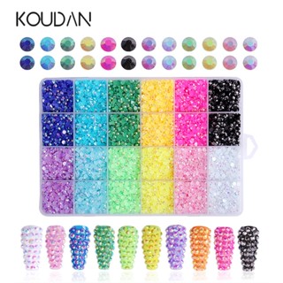 Koudan สติกเกอร์คริสตัล เพชรเทียม พลอยเทียม เรซิน หลากสี สําหรับตกแต่งเล็บ DIY