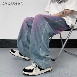 DaDuHey🔥  Mens Korean-Style Trendy Wide Loose Straight All-Match Casual Pants 2023 Summer Thin Wide-Leg Handsome Jeans