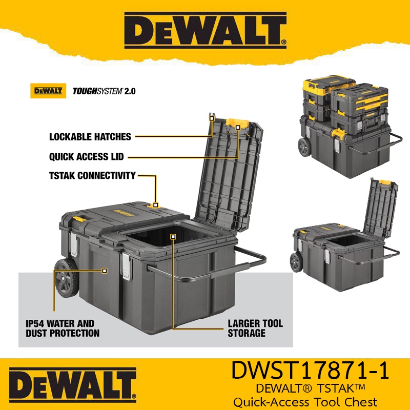 DEWALT รุ่น DWST17871-1 ชุดกล่องรถเข็น TSTAK ขนาด 30 แกลลอน