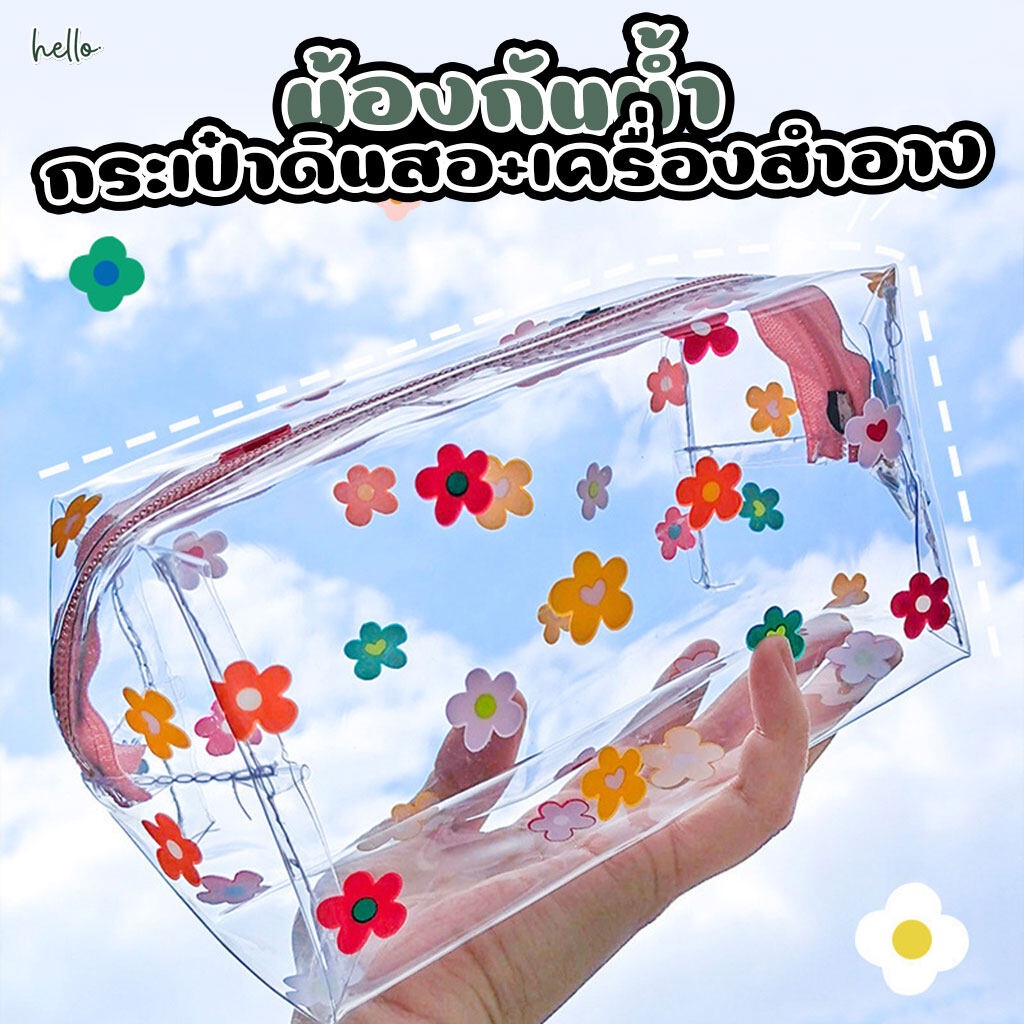 กระเป๋าดินสอ กระเป๋าเครื่องสําอาง แบบใส ขนาดใหญ่ ใส่ของได้เยอะ กันน้ำ ลายน่ารัก [39]