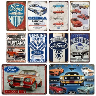 โปสเตอร์โลหะดีบุก ลาย Fords Garage สไตล์วินเทจ เรโทร สําหรับตกแต่งผนังห้อง