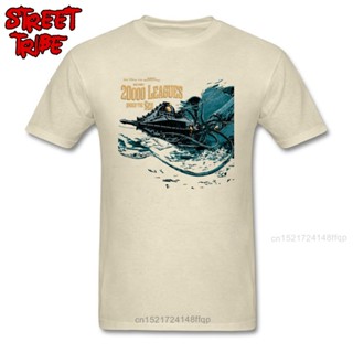 เสื้อยืดผ้าฝ้าย 100% พิมพ์ลาย Leagues Under Sea 20000 Leagues ขนาดใหญ่ สไตล์ยุโรป เหมาะกับฤดูร้อน สําหรับผู้ชาย