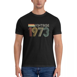 เสื้อยืดลําลอง แขนสั้น พิมพ์ลาย Vintage 1973 50th Birthday Essential ขนาดใหญ่ สําหรับผู้ชาย ไซซ์ 4XL 5XL 6XL