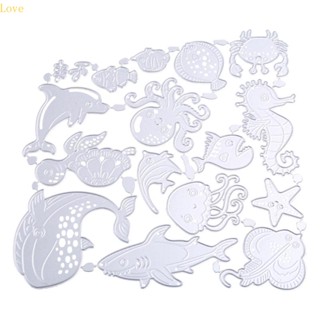 Love Ocean Animals แผ่นแม่แบบโลหะคาร์บอน ตัดลายนูน สําหรับตกแต่งงานหัตถกรรม