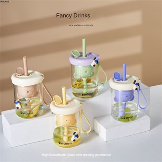 Ready Creative Bear Tea Septum Sipette Cup High Color Value Girl Glass Cup Cute Portable Cold Extraction Cup Serein