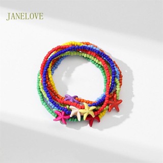 Jlove สร้อยข้อมือ ลูกปัดยืดหยุ่น แฮนด์เมด รูปปลาดาว หลากสี สไตล์โบฮีเมียน