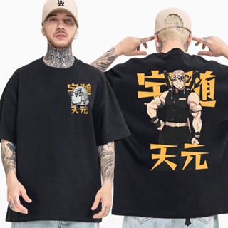 S-5XL เสื้อยืดแขนสั้นAnime Demon Slayer เสื้อยืดผู้ชายผู้หญิงฤดูร้อน100% ผ้าฝ้าย Cozy Tee เสื้อ Tengen Uzui Manga กราฟิก