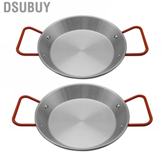 Dsubuy Seafood Rice Pot  Easy Cleaning Paella Pan Prevent Scalding Stainless Steel Thickened with Dual Handle for Skewer Salad