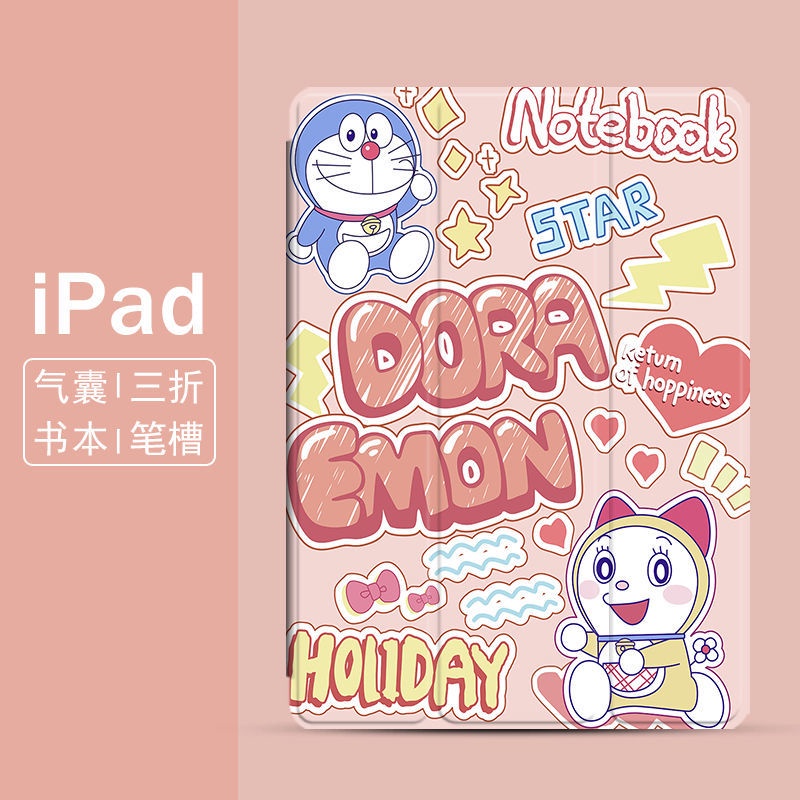 Doraemon เคสไอแพด mini 1/2/3/4/5/6 10.2 gen 7 8 9 เคส ipad air 1 2 3 4 5 case ipad pro 9.7 11 2022 gen10 case pen slot