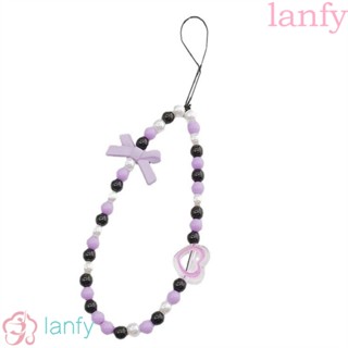 LANFY สายคล้องโทรศัพท์มือถือ ประดับลูกปัดอะคริลิค สีแคนดี้ สําหรับผู้หญิง