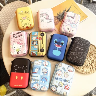 กล่องเก็บหูฟัง หนัง PU ขนาดใหญ่ แบบพกพา ลายการ์ตูนคิตตี้ วินนี่ เดอะ พูห์น่ารัก สําหรับพาวเวอร์แบงค์ สายชาร์จหูฟัง