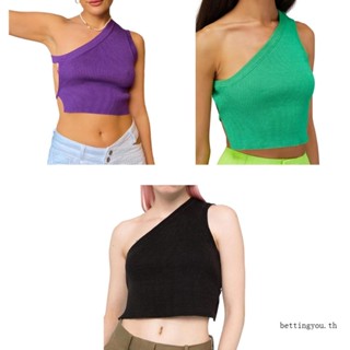Bettingyou เสื้อเปิดไหล่ข้างเดียว สีพื้น สําหรับผู้หญิง
