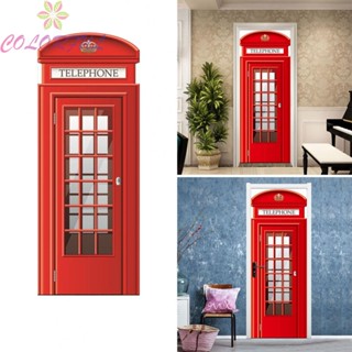 【COLORFUL】Wall Sticker 3D Art Deco Style European Style Red Telephone Vinyl Art Metal