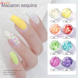 ตามมาตกแต่งเล็บ Manicure Macaron Sequins Fairy Colorful Nail Patch Colorful Japanese Hexagonal Candy Sequins Jewelry veemm