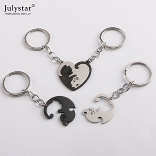 JULYSTAR พวงกุญแจจี้สำหรับเด็กหญิงและเด็กชายคู่เอวแขวนสแตนเลสป้องกันการสูญหายแหวนพวงกุญแจกระเป๋าอุปกรณ์แขวน