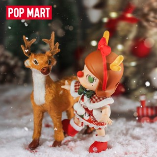 ฟิกเกอร์ Pop Mart MOLLY Christmas Reindeer bjd ของเล่นสําหรับเด็ก