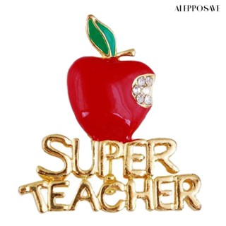 [AS] เข็มกลัด รูปแอปเปิ้ล Super Teacher Rhineston ฝังเข็ม ของขวัญวันครู คริสต์มาส