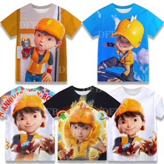 Boboiboy เสื้อยืดแขนสั้น ระบายอากาศ พิมพ์ลายการ์ตูนอนิเมะ แฟชั่นฤดูร้อน สําหรับเด็กผู้ชาย