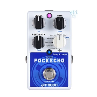 [พร้อมส่ง] Ammoon POCKECHO Delay &amp; Looper แป้นเหยียบเอฟเฟคกีตาร์ 8 Delay Effects Max. 300s Loop Time Tap Tempo Function True Bypass