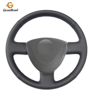 ปลอกหนัง PU หุ้มพวงมาลัยรถยนต์ สีดํา สําหรับ Honda City 2002-2008 Fit Jazz 2001-2007