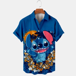 ใหม่ เสื้อเชิ้ตแฟชั่น พิมพ์ลายการ์ตูน Lilo Stitch ตลก ของขวัญคริสต์มาส สําหรับผู้ชาย 2022