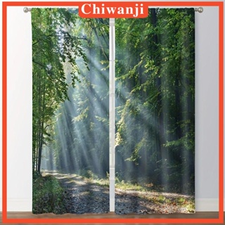 [Chiwanji] ผ้าม่าน พิมพ์ลายป่า สําหรับประตู หน้าต่าง กระจกบานเลื่อน บ้าน 2 ชิ้น