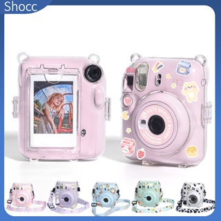 Shocc เคสกล้อง คริสตัล กันรอยขีดข่วน พร้อมสายคล้อง สติกเกอร์ สําหรับ Instax Mini 12