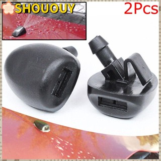 SHOUOUY หัวฉีดที่ปัดน้ําฝนกระจกหน้ารถยนต์ สีดํา สําหรับ Peugeot 407 206 207 2 ชิ้น