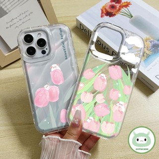 เคสโทรศัพท์มือถือ TPU ใส แบบนิ่ม ลายดอกทิวลิป กันกระแทก สําหรับ Iphone X XS XR XsMax IP 7 8 Plus 11 Pro Max 12 13 14 Pro Max