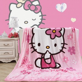 ผ้าห่ม ผ้าฟลีซ ผ้าสักหลาด ลายการ์ตูน Hello Kitty สําหรับเด็กอนุบาล