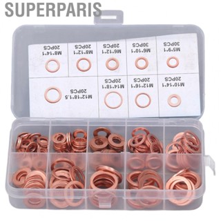 Superparis 200Pcs Oil Drain Plug Gasket Red Copper Heating Processing 9 Types Sealing Washer M5‑14 rubber