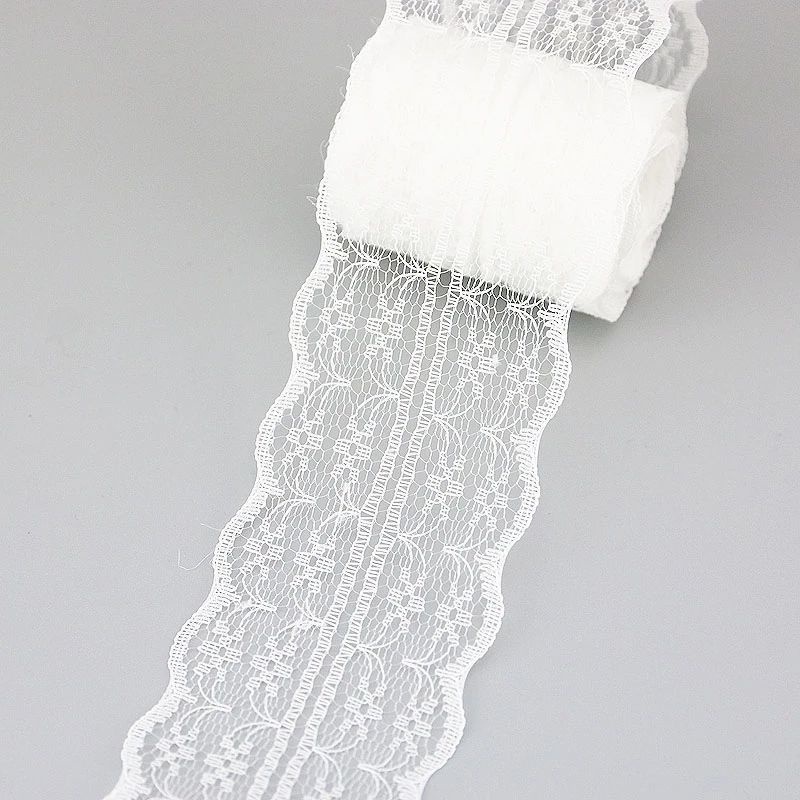 (5หลา/ม้วน) 45มม ลูกไม้สีขาวของขวัญบรรจุภัณฑ์วัสดุผ้าริบบิ้นตกแต่งน่ารัก