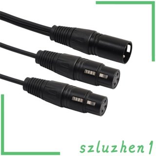 [Szluzhen1] สายเคเบิลแยก XLR ปลั๊กตัวผู้ 3Pin เป็นตัวเมีย 2 คู่ 1 ฟุต