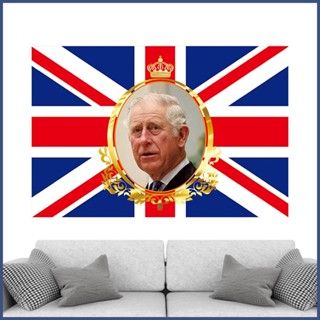 ธงประจําราชา Charles Coronation Flag 5 ฟุต X 3 ฟุต UK Flag King Charles III Our New King To Be Large Flag To Celebrate King myashoth