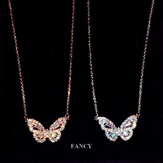 Fancy สร้อยคอ จี้ผีเสื้อ แวววาว โรแมนติก เครื่องประดับ ของขวัญ สําหรับผู้หญิง งานแต่งงาน ปาร์ตี้