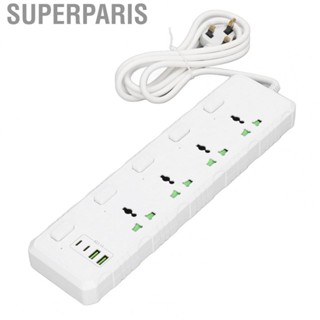 Superparis Power Strip  3000W UK Plug 110‑265V Outlet 4 Universal Ports Heat Dissipation  Impact for Bedroom Office