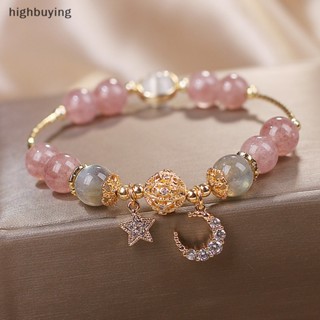 [highbuying] สวยหรู สีชมพู สร้อยข้อมือ สําหรับผู้หญิง น่ารัก ดาว ดวงจันทร์ สร้อยข้อมือ โซ่โลหะ ลูกปัด สร้อยข้อมือ น้องสาว แฟนสาว ของขวัญ ใหม่ พร้อมส่ง