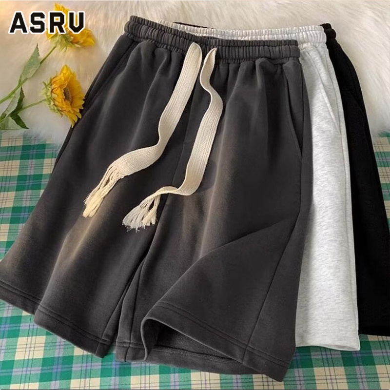 ASRV กางเกงขาสั้นชาย สีพื้นบาสเก็ตบอลหลวมอินเทรนด์ใหม่พร้อมกางเกงขาสั้นกีฬาลำลองที่เข้าชุดกันทั้งหมด