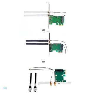 Win อะแดปเตอร์การ์ด Wifi ไร้สาย PCI-E เป็น PCI-E 1X และเสาอากาศ 2 เสา