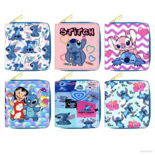 Yyds กระเป๋าสตางค์ ใบสั้น หนัง PU ลายการ์ตูน Stitch น่ารัก มีซิป ใส่เหรียญ บัตรได้หลายใบ สําหรับนักเรียนหญิง