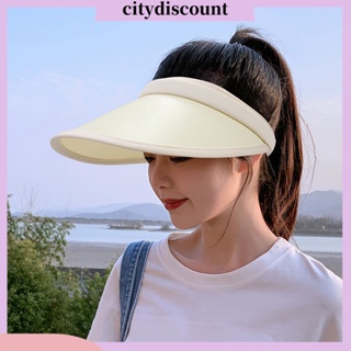 &lt;citydiscount&gt; หมวกปีกกว้าง ยืดหยุ่น ปรับได้ ฤดูร้อน สีพื้น ผู้หญิง หมวกบังแดด หมวกแฟชั่น อุปกรณ์เสริม