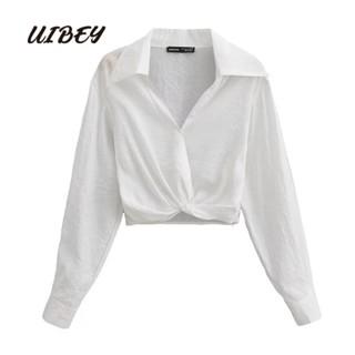 Uibey เสื้อเชิ้ตแขนยาว คอปก แฟชั่น 2350