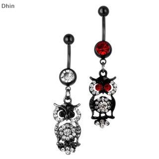 [Dhin] 1PCS Surgical Steel Animal Belly Button Ring Zircon Heart Navel  Dangle Belly  Pendant  COD