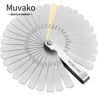 Muvako เกจวัดความหนา สเตนเลส 32 ใบมีด 0.04~0.88 มม. (0.0015~0.035 นิ้ว)