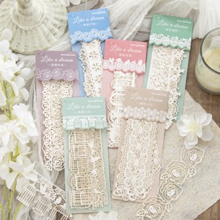 Midoo กระดาษลูกไม้ ลายดอกไม้ สีขาว สําหรับตกแต่งสมุดภาพ กรอบการ์ด diy 10 ชิ้น ต่อล็อต