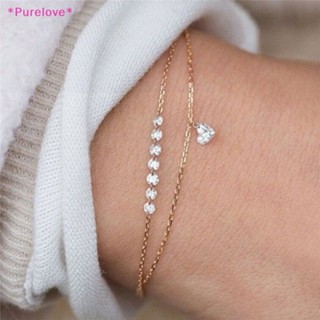 Purelove&gt; สร้อยข้อมือ กําไลข้อมือ คริสตัล พลอยเทียม อินฟินิตี้ หัวใจ เครื่องประดับ ของขวัญ ใหม่