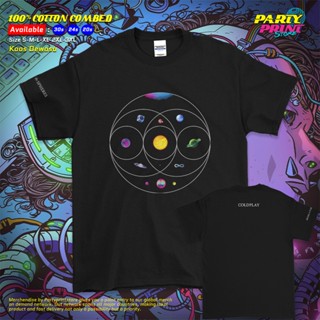 เสื้อยืดแขนสั้นคอกลมเสื้อยืด พิมพ์ลายวง Coldplay Music Of The Spheres World Tour 4 สําหรับผู้ชายCotton 100%  [S-5XL]