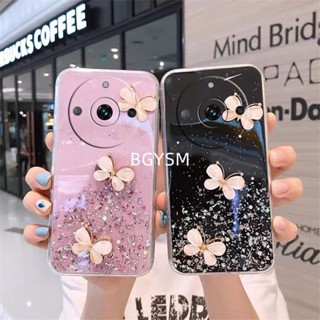 พร้อมส่ง เคสโทรศัพท์มือถือ ซิลิโคนนิ่ม ใส ปิดด้านหลัง ลายผีเสื้อ กลิตเตอร์คริสตัล สําหรับ Realme 11 Pro+ Pro Plus 5G 4G REALME11PRO+