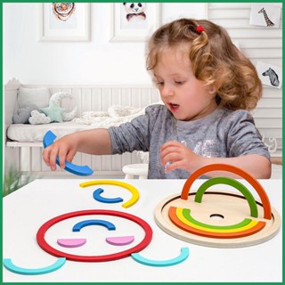 Rainbow Building Blocks Disc สีสันความรู้ความเข้าใจของเด็กก่อนวัยเรียนสนุกอาคารรูปร่างหลากหลายปริศนาของเล่นเพื่อการศึกษา