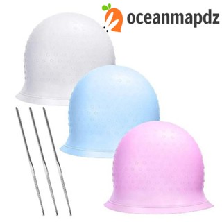 Oceanmapdz หมวกย้อมสีผม มืออาชีพ นํากลับมาใช้ใหม่ได้ ไฮไลท์ หมวกย้อมสี ความงาม ทนทาน ซิลิโคน สีชมพู หมวกย้อมผม หมวกซาลอน